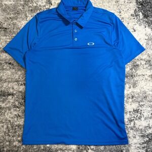 Oakley Men's Blue Performance Golf Polo Shirt Short Sleeve Size Large